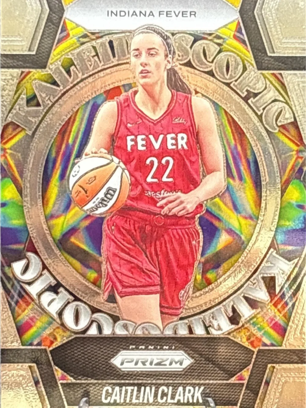 Panini Prizm Caitlin Clark Kaleidoscopic Holographic Basketball Card